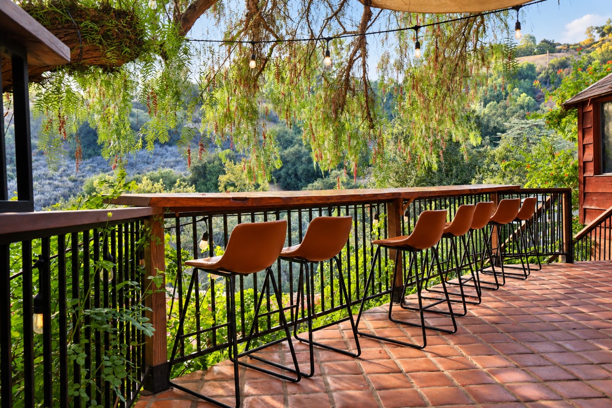 Deck seating above the canyon